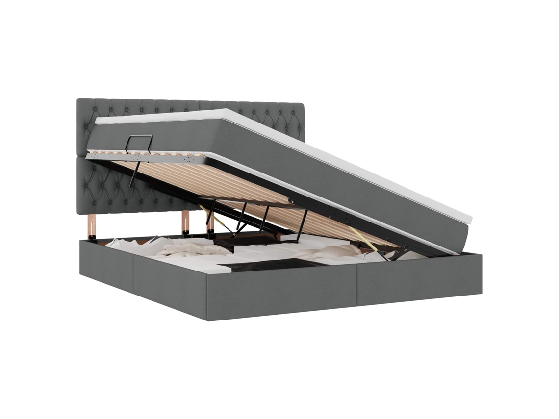 Syfax™ Cama De Almacenamiento Led Con Colchón Gris Oscuro 180 X 200 Cm