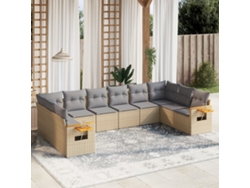 Conjunto de 10 sofás de jardín con cojines de mimbre beige de DKD Home Decor