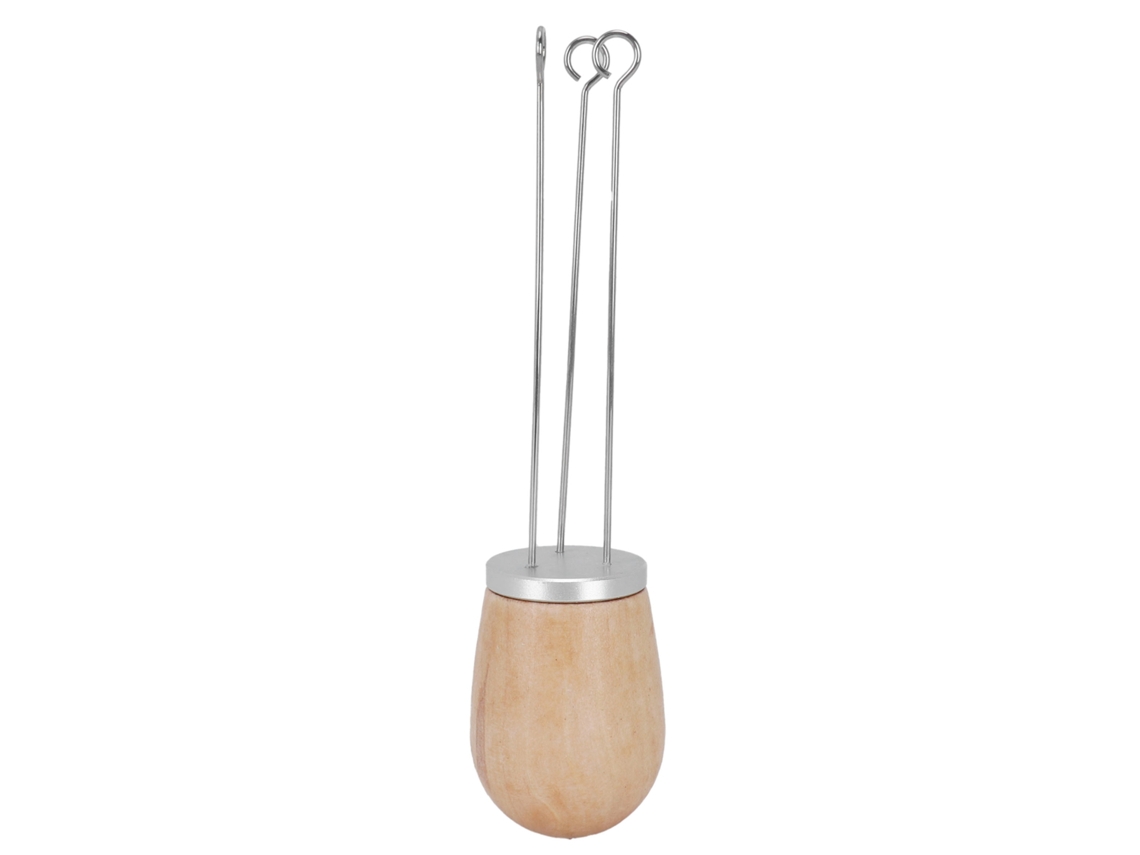 Dispensador de café en polvo de madera con aguja y cuchara de plata para remover