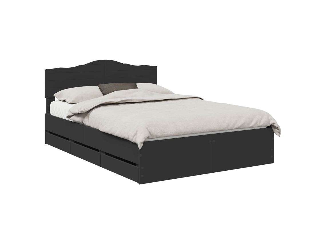 Maison Exclusive - Estructura De Cama Negro 150 X 200 Cm Madera Ingenieril