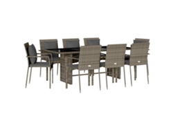Maison Exclusive - Set Comedor Jardín 9 Pzas Y Cojines Ratán Sintético Gris