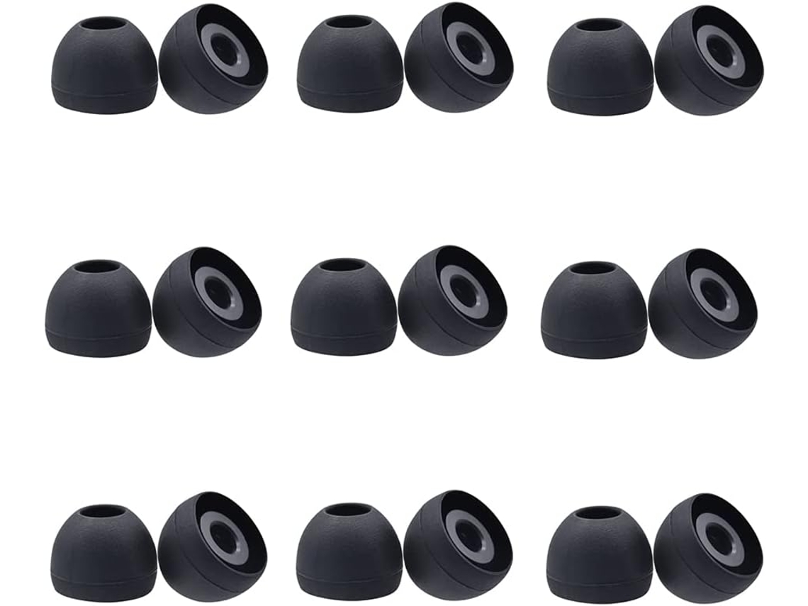 9 Pares Puntas Oído Silicona Universal, Negro, Mediano