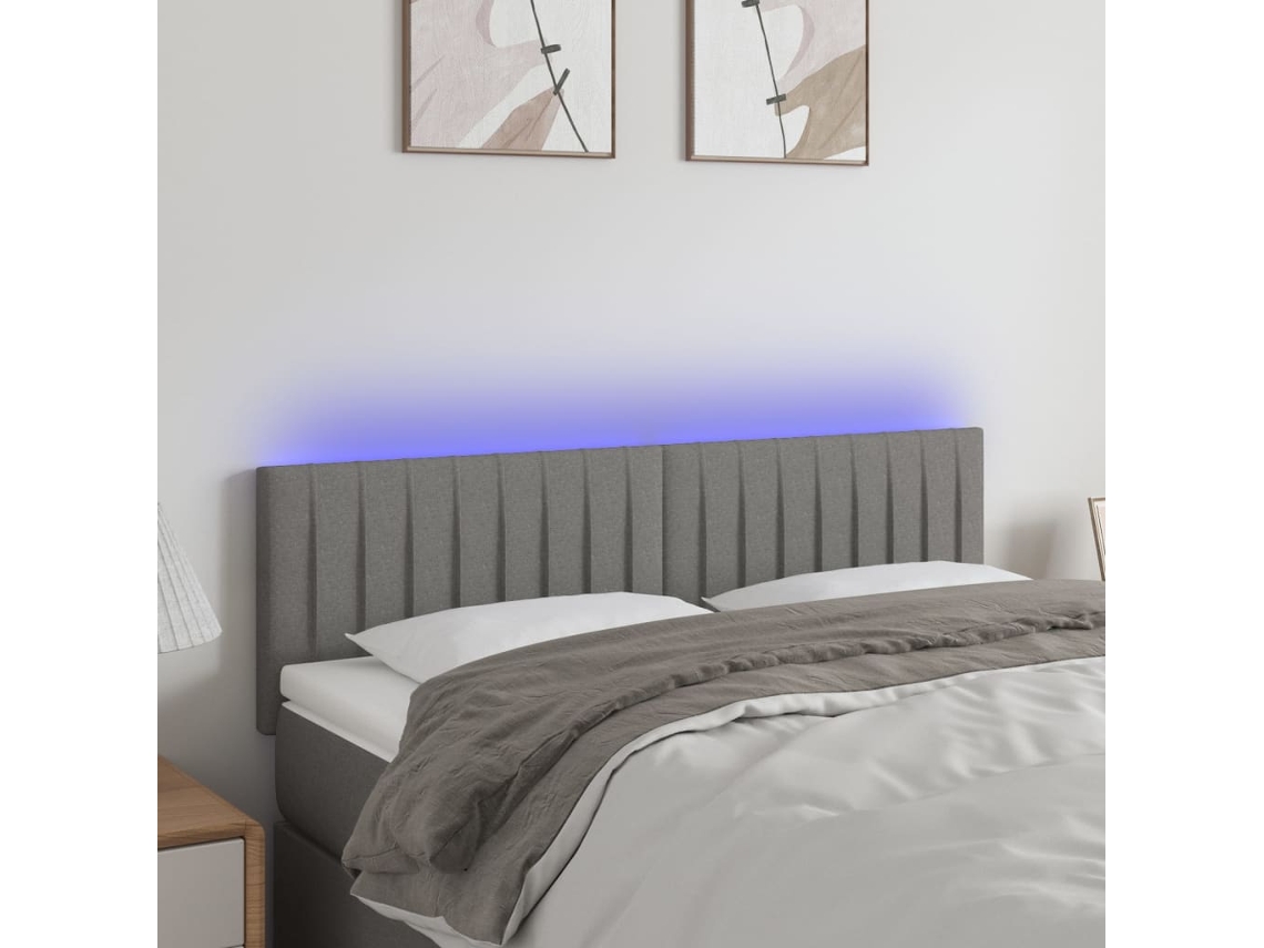 Cabecero Con Led De Tela Gris Oscuro 144x5x78/88 Cm