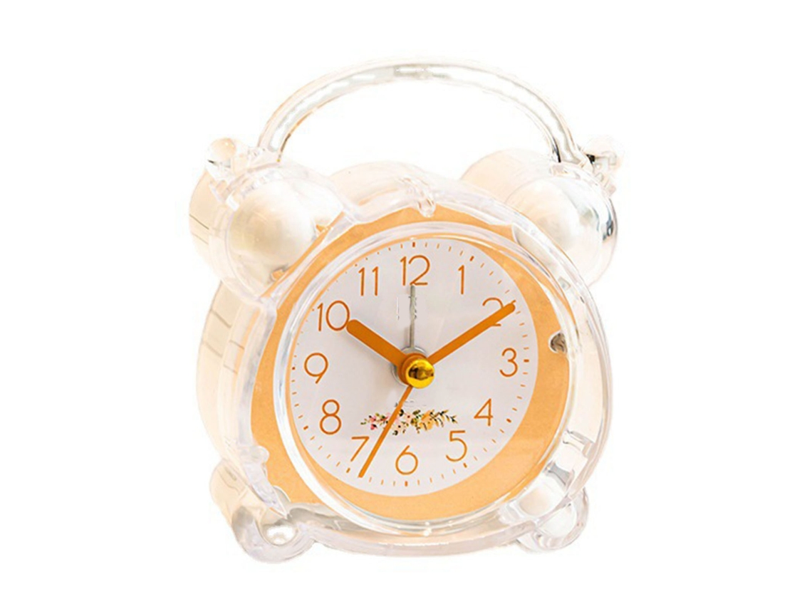 Reloj Despertador Para Niños Diseño Silencioso Abs Resistente Doble Campana Mesa Dormitorio Naranja