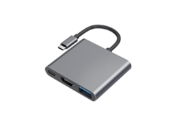 Adaptador Usb-c Gris 3 En 1, Salida Hdmi 4k, Puerto Usb 3.0 Y Entrada Pd Carga Simultánea, Para Portátiles, Móviles Samsung Y Huawei.