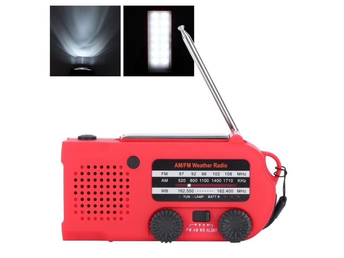 Radio de Manivela Movido a Energía Solar HURRISE Alarma Portátil Multifuncional Movido a Energía Solar Abs SOS Walkman de Sonido Movido a Energía Solar