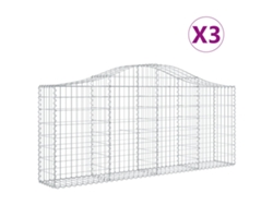 Conjunto 3 Cesta De Gaviones VIDAXL Plateado Hierro (200x30x80/100cm)