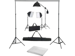 vidaXL Kit de estudio fotográfico con focos softbox y telón de fondo