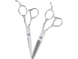 2 Pièces Ciseaux Coiffure Gaucher Inox Légers Y Duraderos Plat Y Dentelé Para Cuellope Y Effilage ...