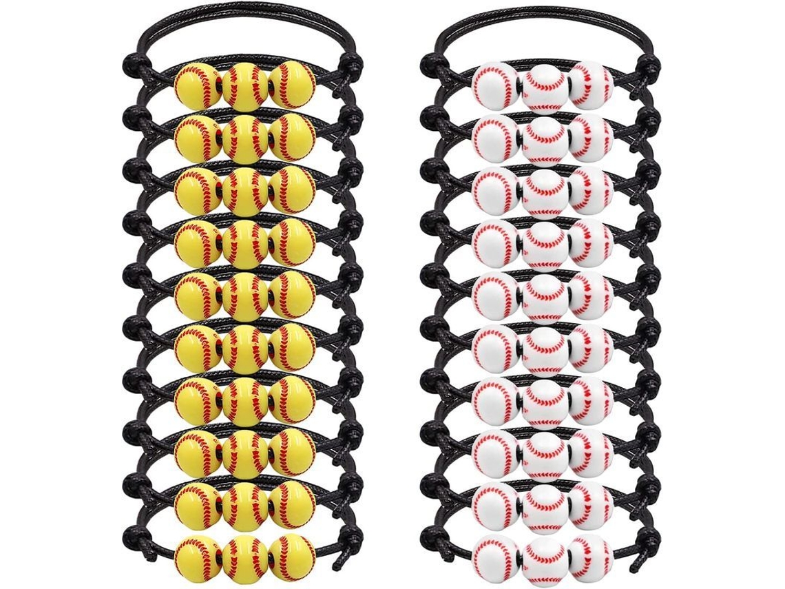 20 Pulseras Ajustables Con Dijes Inspiradores Para Deportes Y Equipos De Softbol