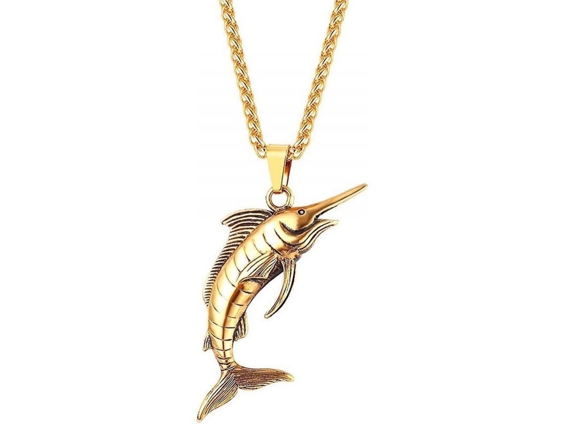 Collar Con Colgante De Tiburón, Pez Y Delfín Para Hombre Y Niño, De Acero Inoxidable 316l, Cadena Tipo Trigo De 22 Pulgadas.