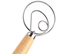 Batidor de masa de pan, batidor danés profesional, accesorio de cocina con mango de madera