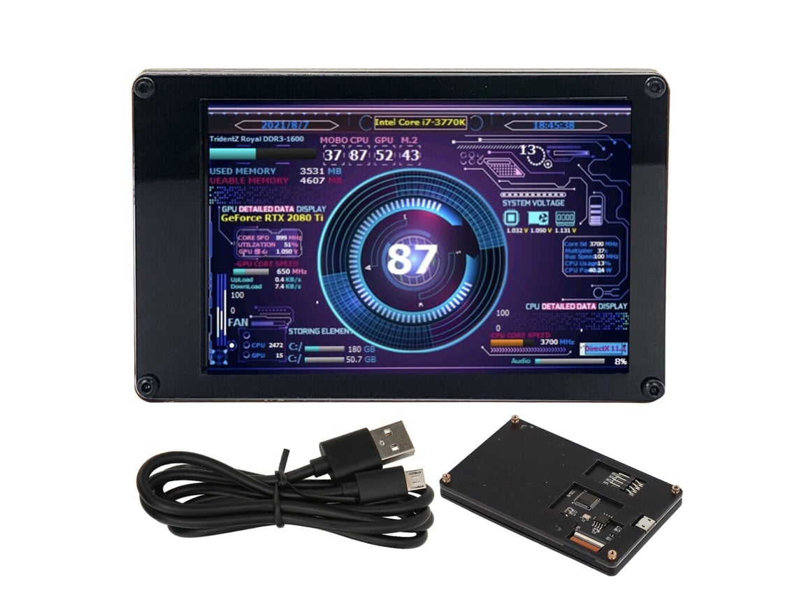 Monitor De Temperatura De Ordenador Con Pantalla Ips De 3,5 Pulgadas Para Cpu, Ram, Datos Del Pc Y Mini Pantalla Usb.