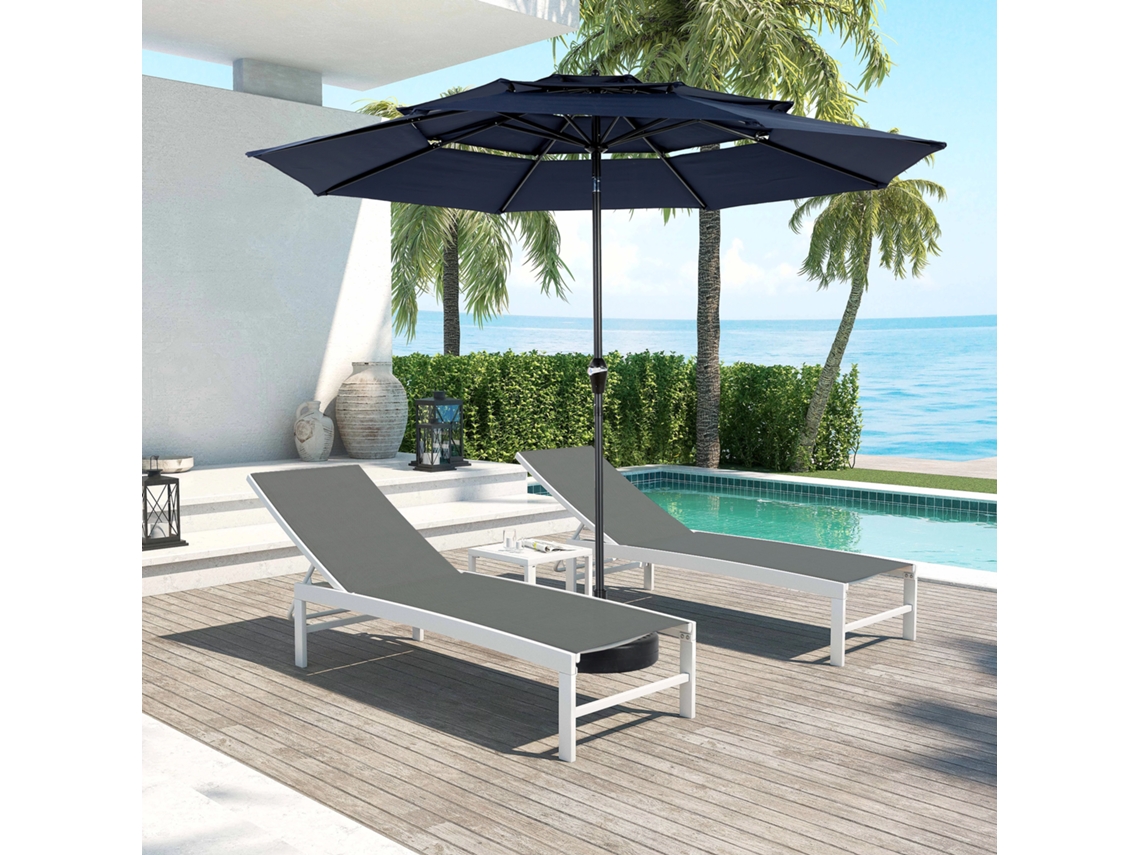 Sombrilla Rectangular Grande De 4,5 M Con Doble Cara Y Manivela (azul Marino) (sin Base)