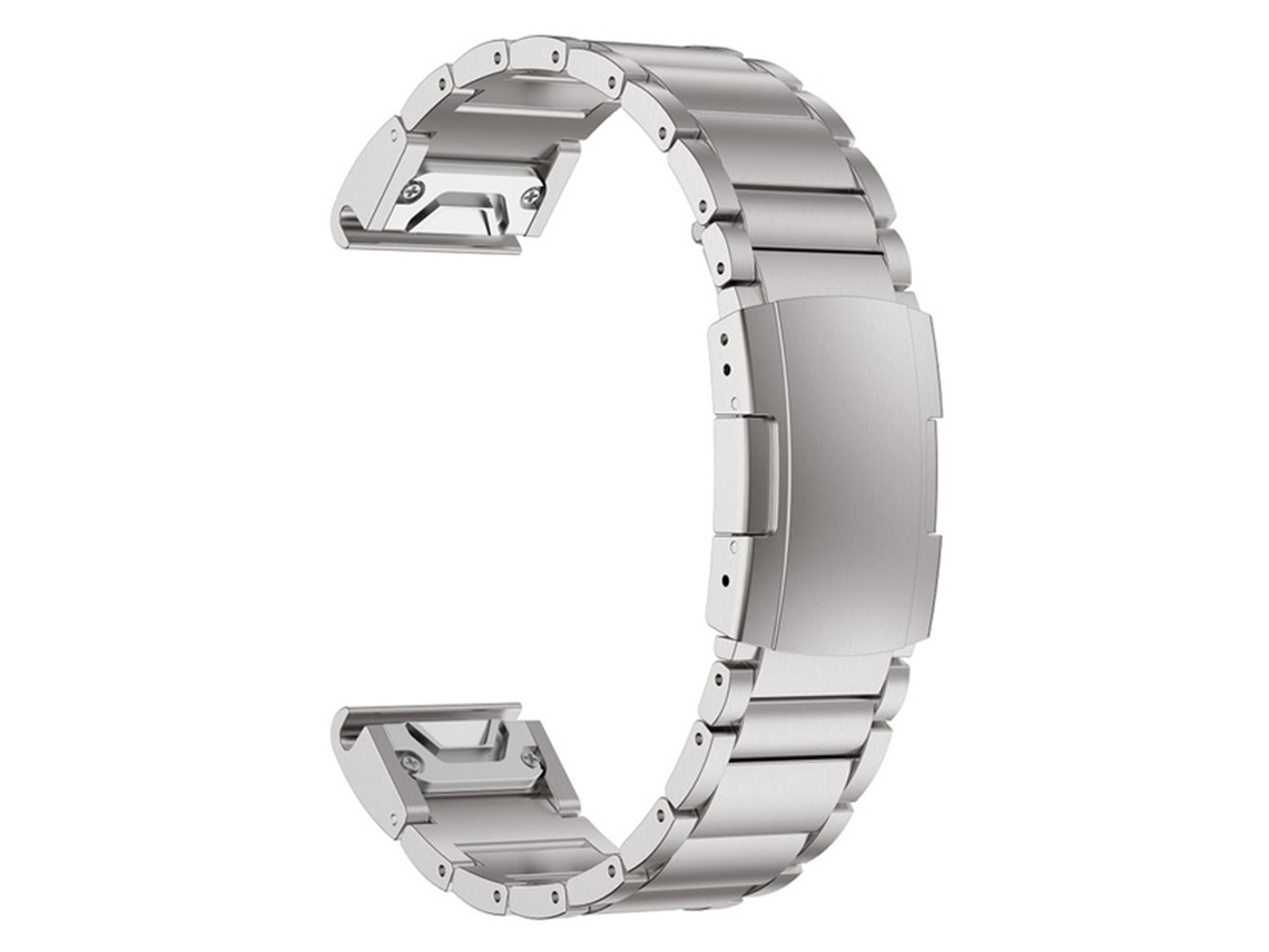 Correa de acero de titanio 3 cuentas de acero titanio 22mm liberación rápida para Garmin Descent G1/Fenix 7/6 Pro/5 Plus - plata