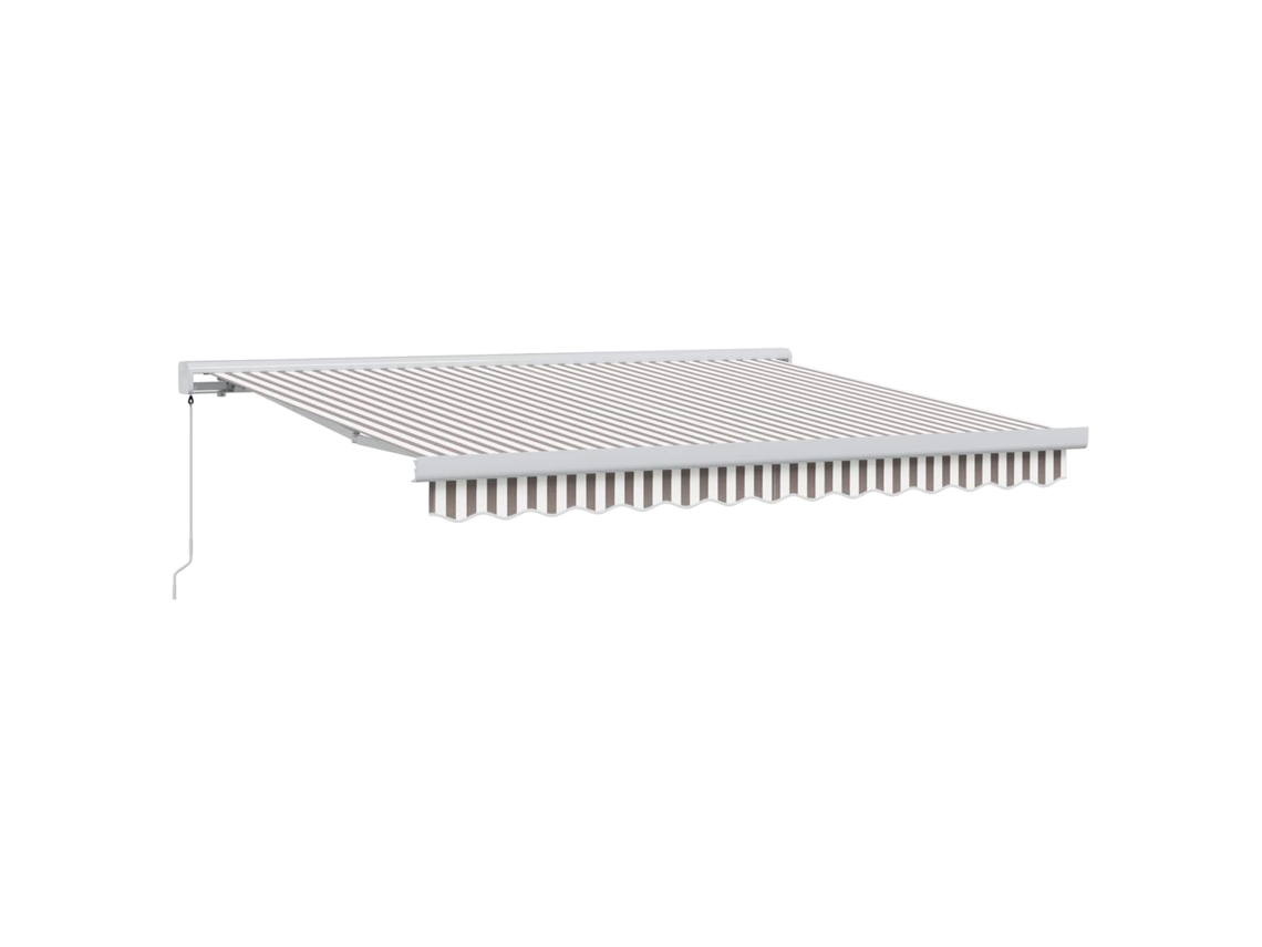 Toldo retráctil Vidaxl gris claro y blanco de 350 x 250 cm, de tela y metal.