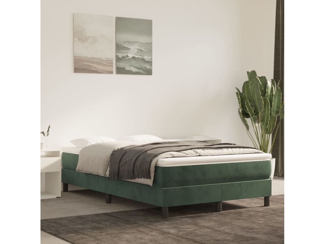 Estructura Cama Sin Colchón Terciopelo Verde Oscuro 120x200 Cm