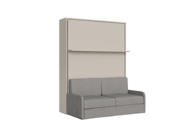 Cama Doble Abatible Vertical Versia Sofà 160 Con Sofá Y Estante Argilla