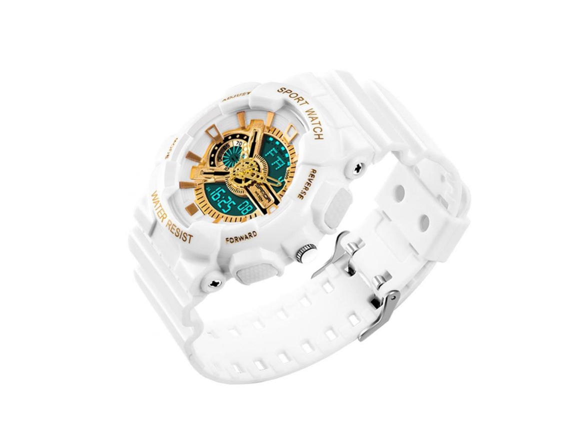 Reloj Electrónico Multifuncional Sanda Impermeable Con Doble Pantalla Deportivo (blanco)