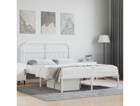 MAISON EXCLUSIVE Estructura de cama con cabecero 135X190 cm metal blanco