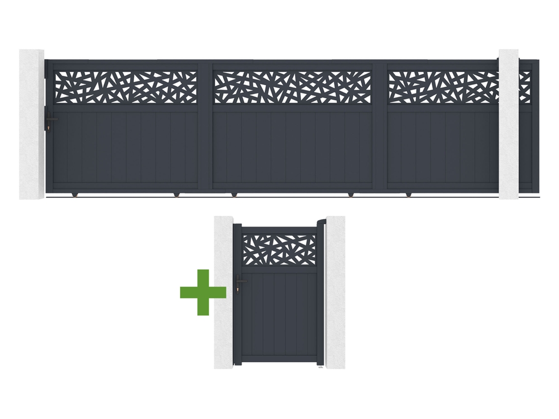 Puerta Corredera De 5 M Dolomite Ruivo H.160cm Aluminio Gris + Puerta De 1 M Dolomite Ruivo H.160cm Aluminio Gris