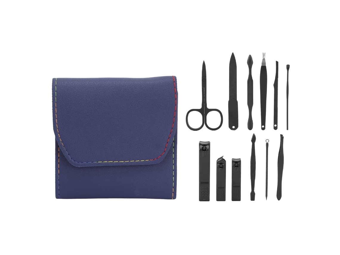 Kit De Manicura Portátil Con 12 Herramientas De Precisión En Un Estuche De Piel Sintética, Ideal Para La Oficina Y Los Viajes.