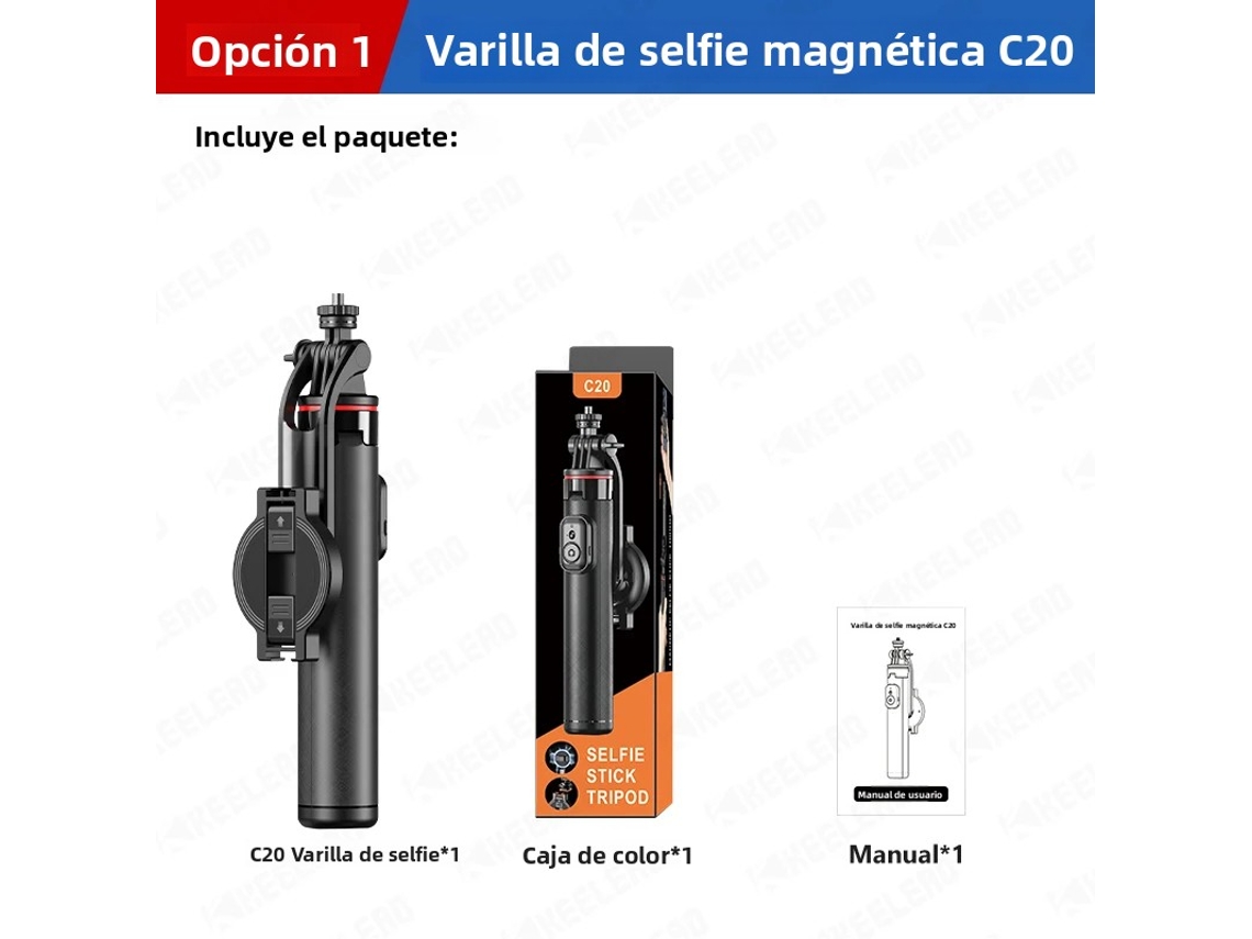 (paquete 1) Palo De Selfie Magnético Con Trípode Estabilizador Y Control Remoto Bluetooth