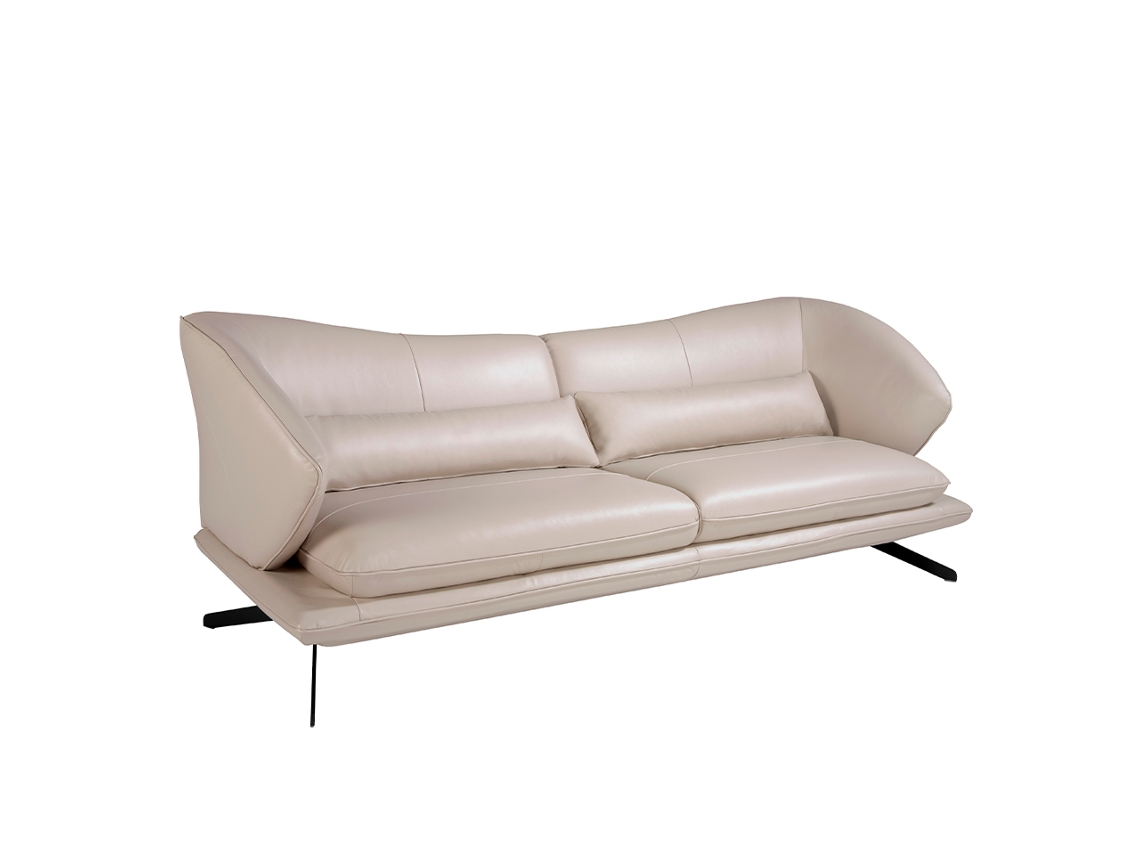 Sofá de 3 Plazas ANGEL CERDA (Gris Taupe y Negro - Cuero - 230 x 90 x 85 cm)