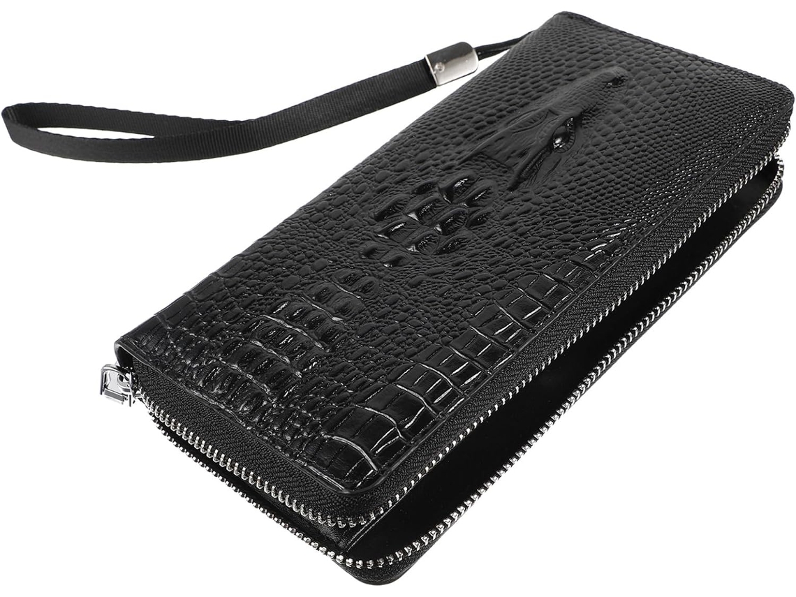 Cartera Larga De Piel Sintética Para Hombre Ciieeo Con Estampado De Reptil, Bolso Grande Y Práctico Con Cierre De Cremallera.