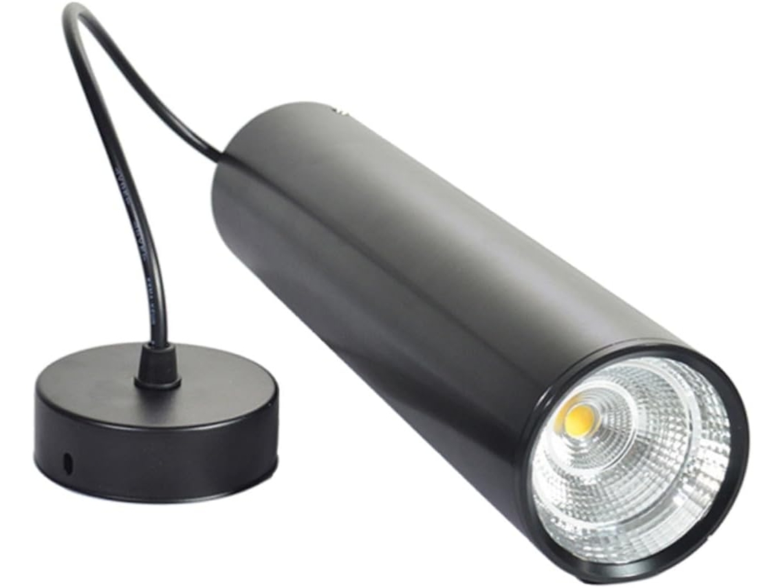Lámpara De Techo Tubular Moderna De 10 W, Luz Cálida, 75 Mm De Diámetro, Color Negro, Ajustable.