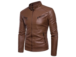 2026-chaqueta De Cuero Motero Para Hombre Talla S-3xl Ajuste Slim Cremallera Sin Capucha De Piel Pu
