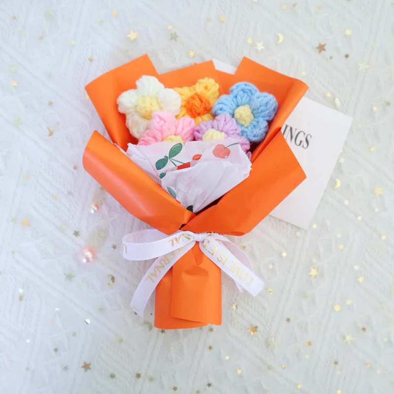 Ramos miniatura de profiteroles de ganchillo, ramos hechos a mano, arreglos florales tejidos con arándanos. MDUG