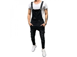2026-pantalones Vaqueros Overalls Rotos Para Hombres Con Bolsillos Talla Xm S Negro
