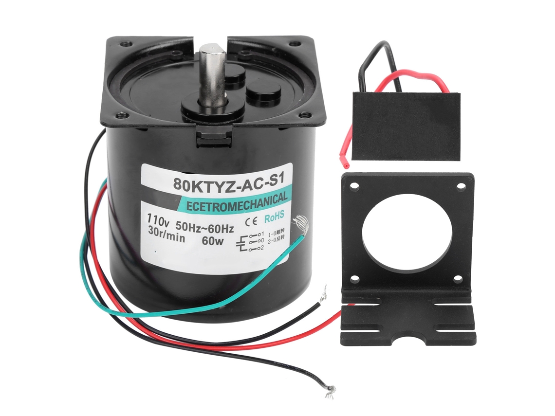 Motor Síncrono De Ca De Baja Velocidad Y Alto Par Xd80ktyz De 60 W, 30 Rpm, 110 V, Con Soporte De Capacitancia, Giro En Sentido Horario/antihorario.