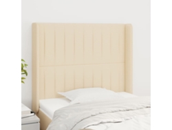 Cabecero Con Orejas De Tela Color Crema 83x16x118/128 Cm