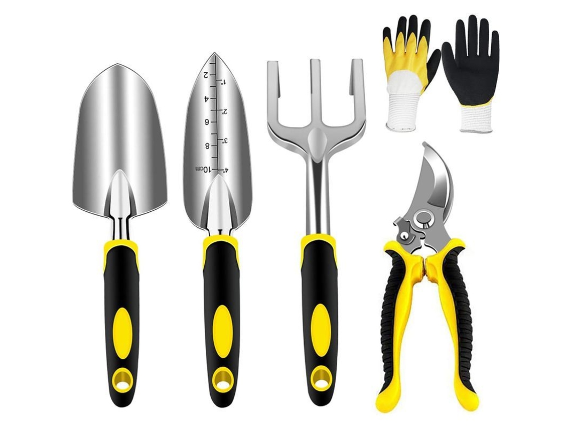 2026-3570-set Herramientas Jardinería Linjou: Tijeras, Paleta, Trasplante, Mango Ergonómico, Cabezas Aluminio Resistente