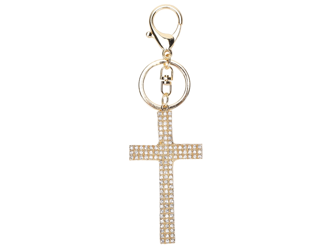 Llavero Con Cruz De Diamantes, Colgante De Metal, Accesorio Para Bolso, Pequeño Regalo, Blanco