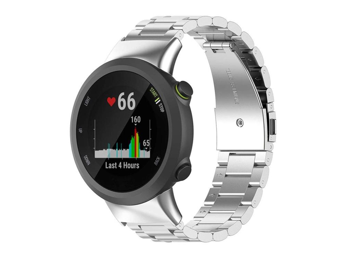 Bracelete Para Garmin Forerunner 45 / 45s / Swim 2 - Liga De Titânio - Fivela Plana - Três Esferas Prata