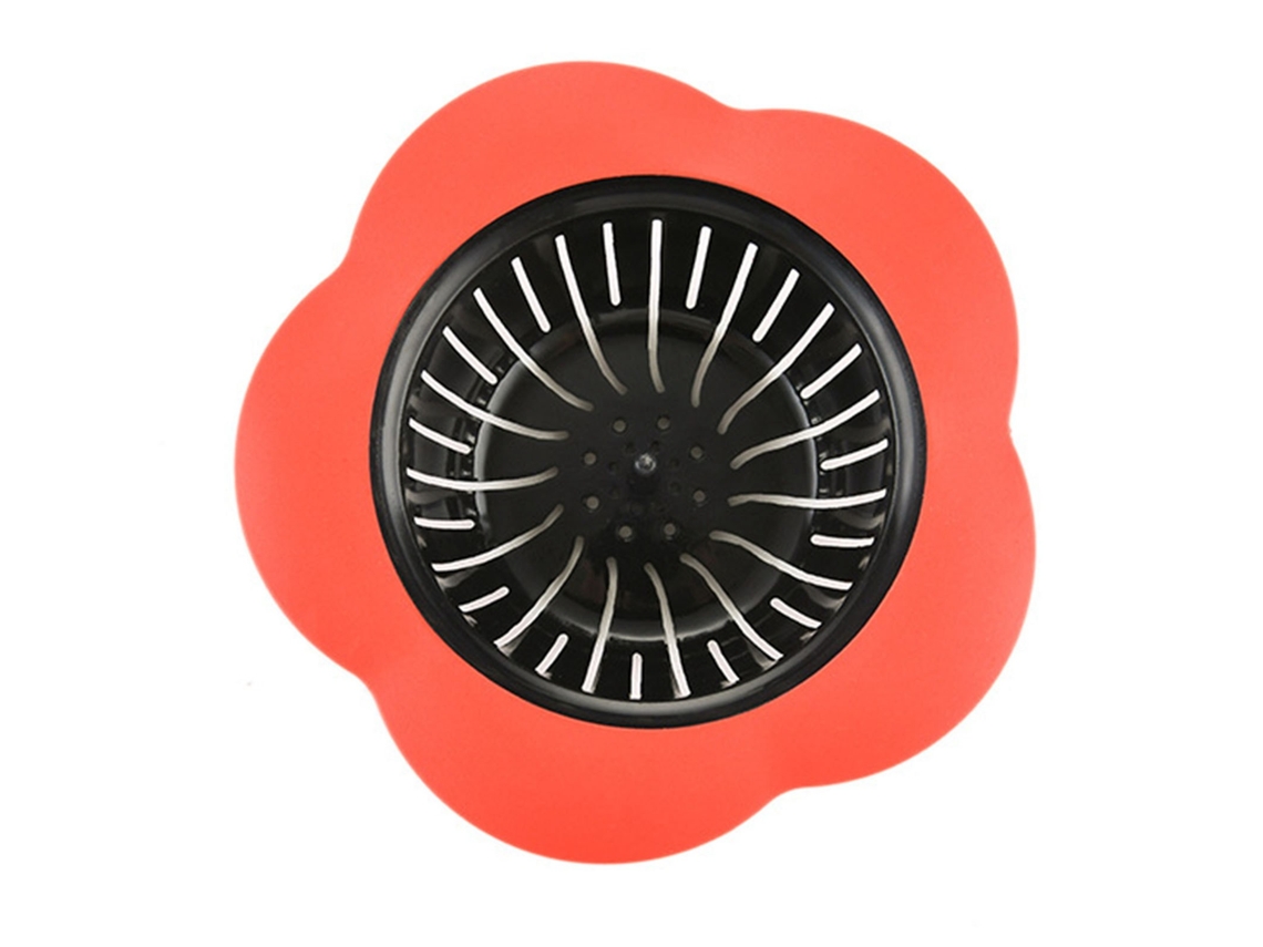Filtro De Desagüe Para Fregadero De Tpr Con Forma De Flor Roja - Colador Creativo Para Cocina Y Baño