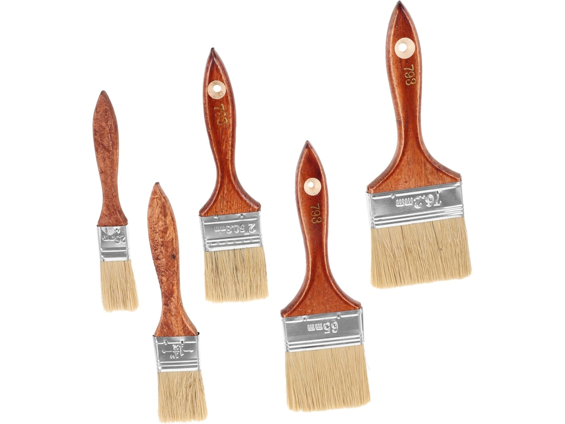 Juego De 5 Pinceles Reutilizables Con Mango De Madera Para Pintura Al Óleo Y Pintura De Paredes.
