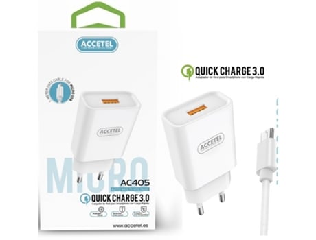 Kit Cargador + Cable ACCETEL para Tcl 306 Blanco