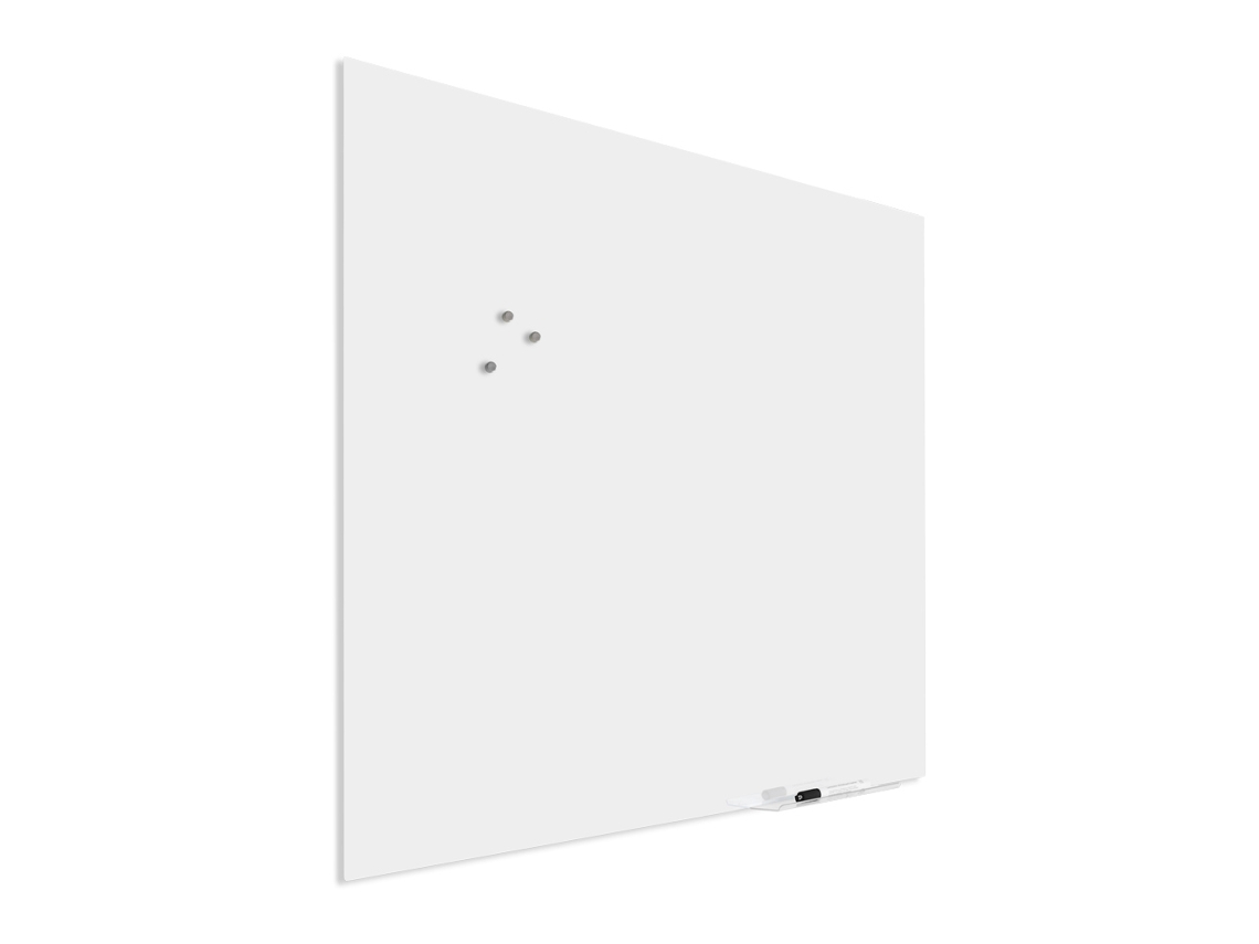 Pizarra de vidrio premium con fijación ciega - 100x100 cm - Blanco