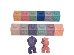 Bloques Blandos Para Bebés, 14 Piezas, Juguetes Apilables Con Animales Y Relieve Texturizado, A Partir De 6 Meses.