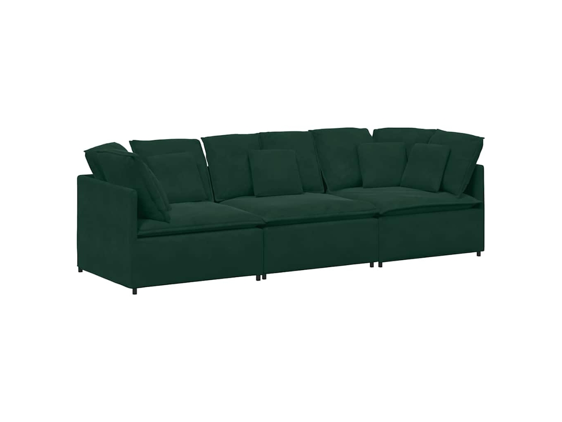 Maison Exclusive - Sofá Modular Con Cojines De Terciopelo Verde Oscuro