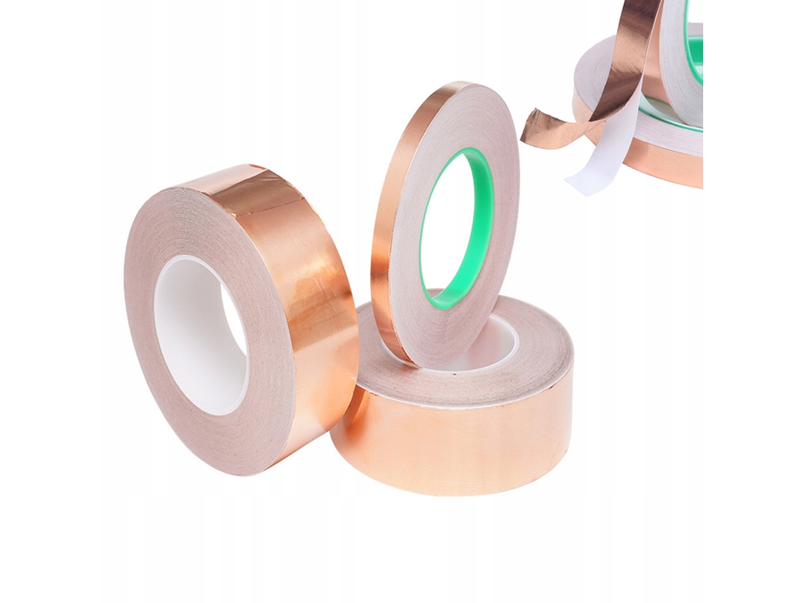 Cinta de cobre de 50 mm x 20 m – Doble conductividad | Grosor 0,05 mm | Ideal para vidrieras y protección EMI