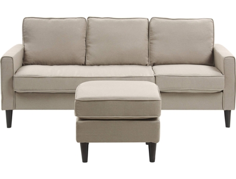Sofá 3 plazas beige con reposapiés BELIANI Avesta