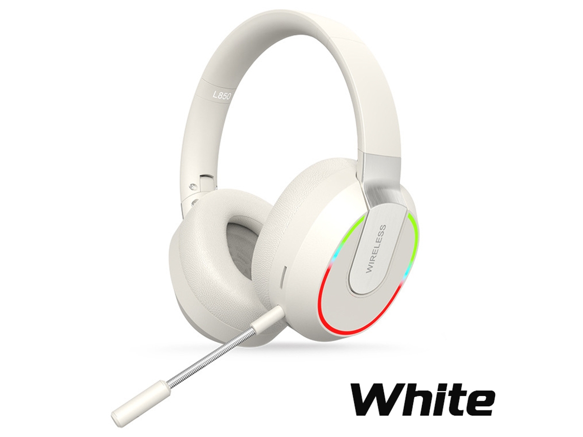 Auriculares inalámbricos Bluetooth con luz LED, cancelación de ruido pasiva HiFi y micrófono MDUG (blanco)
