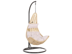 Silla colgante con soporte BELIANI Atri de Ratán sintético Natural 95x95x200