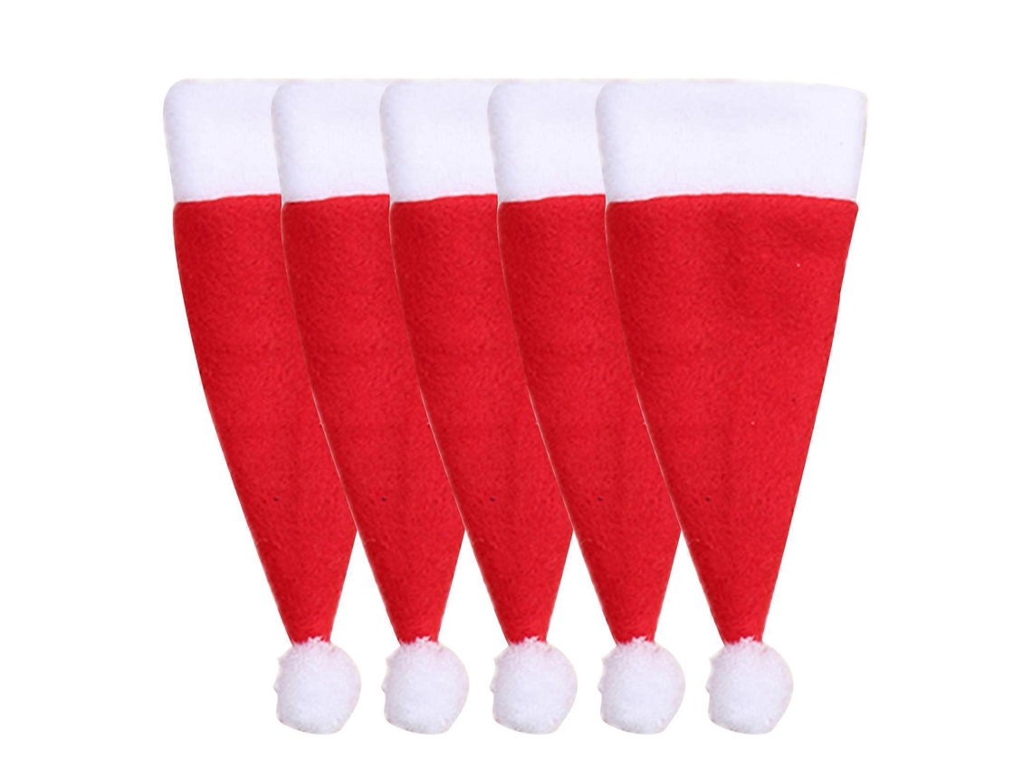 Bolsa para guardar platos con forma de gorro navideño, mini tapa para botella de vino, cola, cubiertos, tenedores, cucharas y cuchillos para Navidad. Nostalgia88