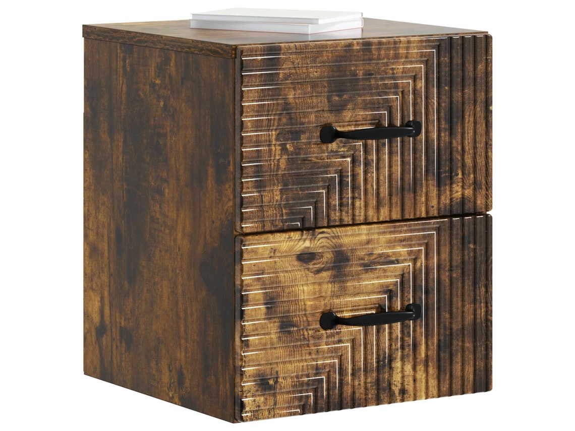 Maison Exclusive - Mesita De Noche De Pared 2 Pcs Roble Ahumado 34,5 X 33 X 40 Cm
